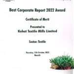 Recognizing Excellence: Kohat Textile Mills Limited Received Top Corporate Reports Award from ICAP and ICMAP